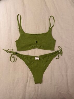 Danielle Guizio Green Knit Bikini